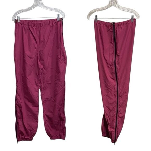 Vintage L.L. Bean Full Side‎ Zip Nylon Wind Pants Magenta Size M USA Y2K Hiking - Picture 1 of 11